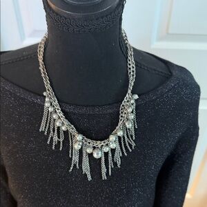 Sparkling Sage Silver Pearl Chain Necklace